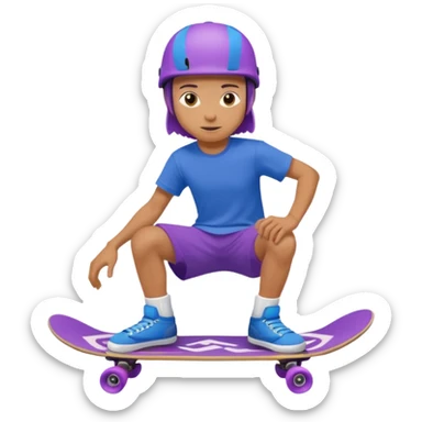 skater with skateboard and purple helmet sticker