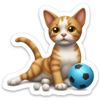 Cat with dog playing with ball sticker