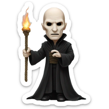 Lord Voldemort in black rope with elder wand in his hand sticker