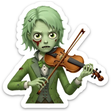 Zombie violinist – crooked bow, screechy notes, hunched over violin. sticker