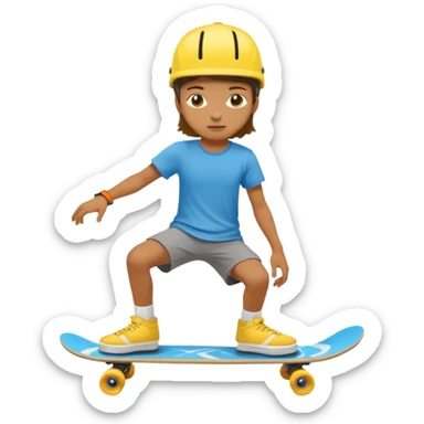 skater with skateboard and yellow helmet sticker