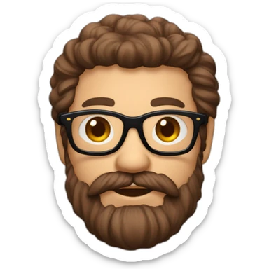 Un homme avec des lunettes et avec grande barbe et beaucoup de cheveuxa couleur marron sticker