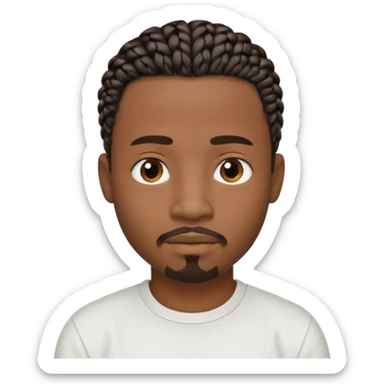 Hazme un emoji de un hombre negro con trenzas cortas, camiseta blanca y una pequeña perilla sticker
