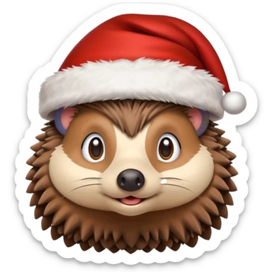 Hedgehog wearing Santa hat sticker