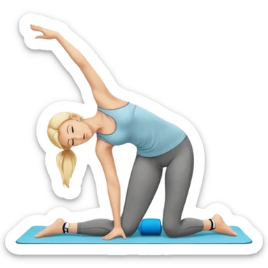 Nude woman, thin blonde, C Cup, Uttanasana sticker