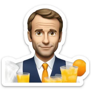 macron qui boit une orangina sticker