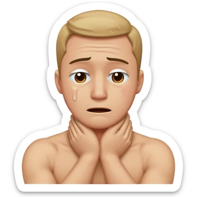 Arms crossed holding neck crying guy sticker
