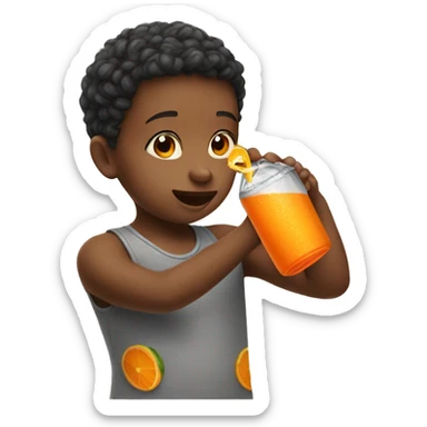 Child sipping orange soda sticker