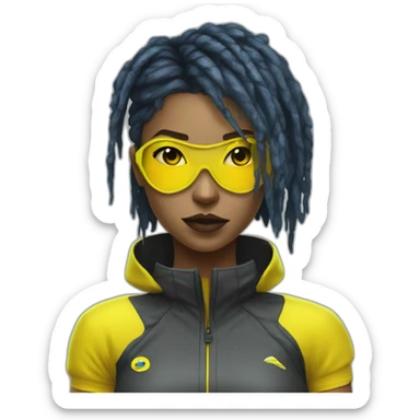 cyberpunk yellow girl in tennis uniform sticker