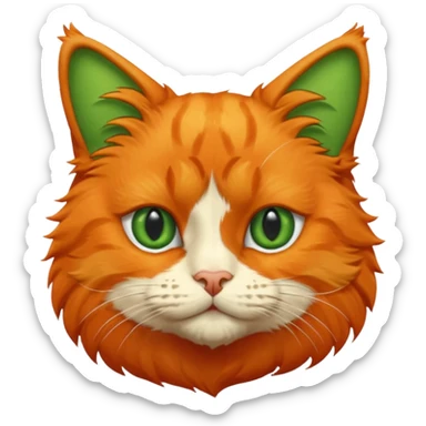 try orange cat missing his right eye and has a green left eye, with an orange patch of fur near his nose sticker