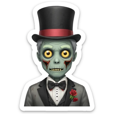 zombie with bow tie and top hat sticker