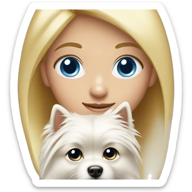 Blonde girl blue eyes holding spitz  sticker