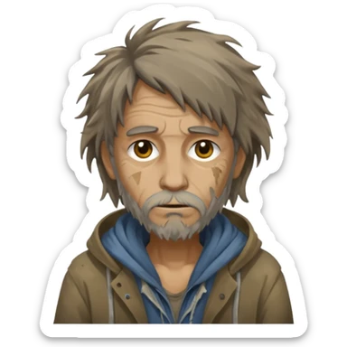 very dirty looking homeless person sticker