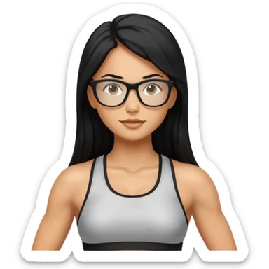 Mujer fitness con lentes y cabello largo negro sticker