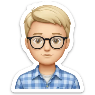 boy with glasses and casual shirt sticker