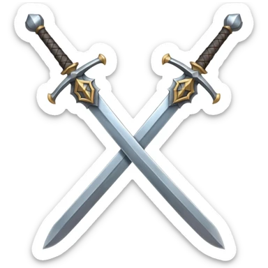  two sword cross, world of war craft style sticker