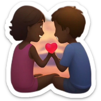 Dos personas enamoradas viendo una puesta de sol sticker