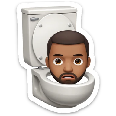 The famous musical artist, drake, drake’s head is putting on an exaggerated angry expression and appears popping his head out of a toilet. sticker