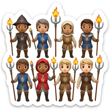 les villageois qui certains ont des fourches d'autres des torches sapé en moyen age sticker