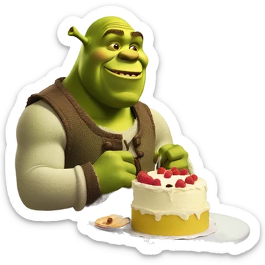 Shrek eating cake sticker