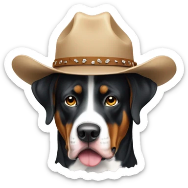 Greaterswiss mountain dog wearing cowboy hat sticker