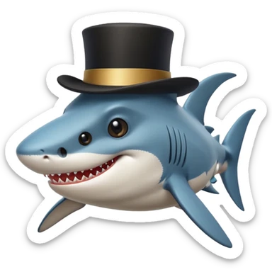 Shark with a top hat панда sticker