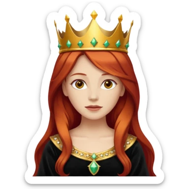 red-haired long hair princes with crown mustace. dark outfit sticker