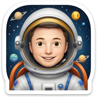 Elon Musk in the space Laughing sticker