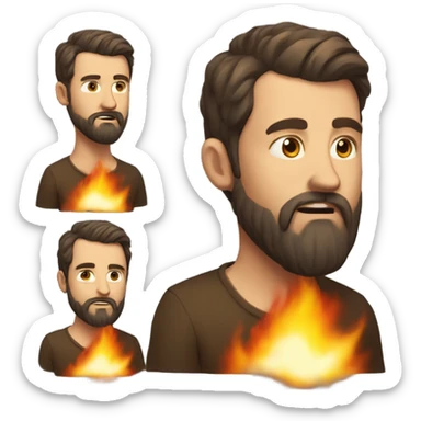 realistic portrait of bearded male breathing fire sticker