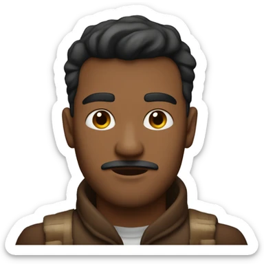 intense brown-eyed solo man con chaleco antibalas  sticker