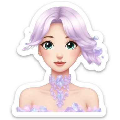 Gorgeous Beautiful Pretty Anime-Pastel-Girl with crystals aesthetic sticker