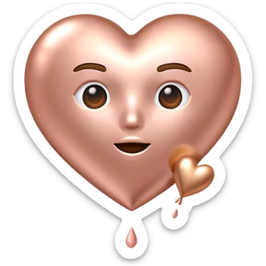 Emoji blowing rose gold heart sticker