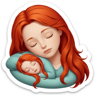Red long hair girl sleeping sticker