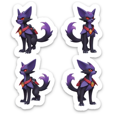  Black Red Purple Kawaii Cool Anime Nargacuga-Noivern-Noibat-Litten-Zorua-Zoroark-Fakemon-fusion harness collar full body  sticker