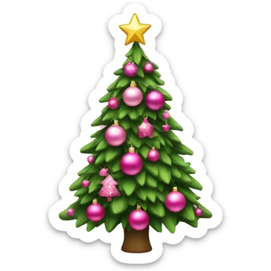 christmas tree with pink ornaments  sticker