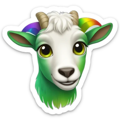 green rainbow goat sticker