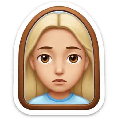 inseguridad corporal: una silueta humana mirando su reflejo con una expresión de duda o tristeza sticker