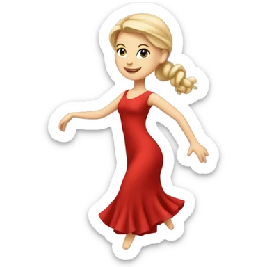 elegant white girl dancing in  red dress sticker