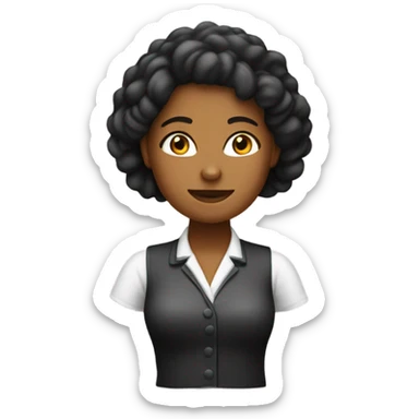 crea un emoji de una mujer ingeniera de sistemas negra con cabello rizo sticker