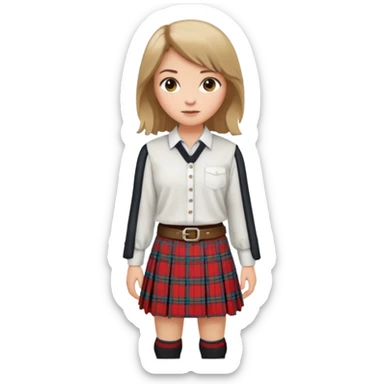 female with scottish attire and dark blonde hair sticker