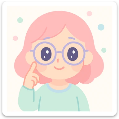 woman wearing glasses, soft and friendly atmosphere sticker