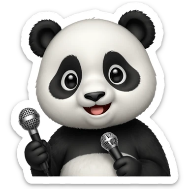 Panda singing with mic  sticker