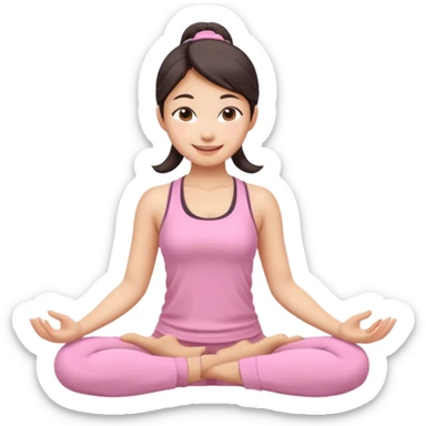asian yoga girl light pink clothes  sticker