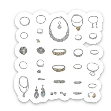 silver jewelry in display sticker
