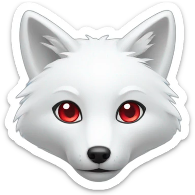 White fox has several tails with a red tip on each tail and light blue eyes. sticker