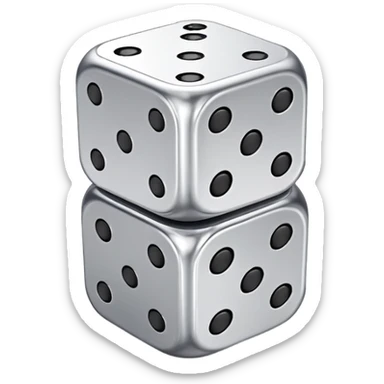 Realistic silver dice on top of the other sticker