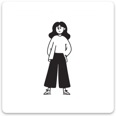 Hand-drawn figure in casual clothing, standing pose sticker