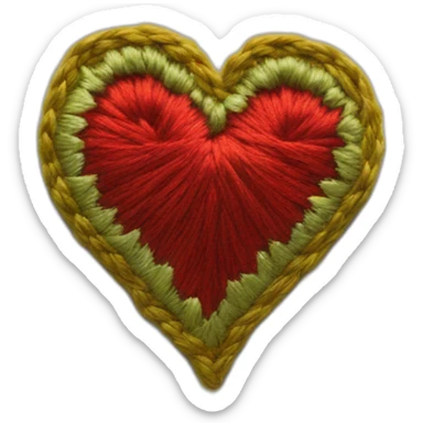 embroidery in the shape of a heart sticker