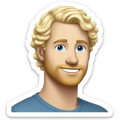 3/4 profile light curl blonde 30yo man blue eyed pale skin sticker