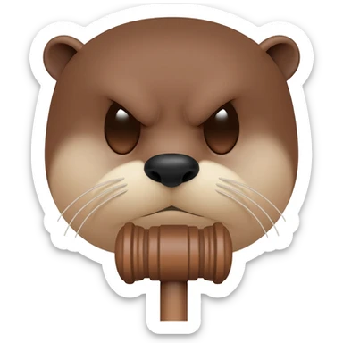 angry otter head with a judge's gavel sticker